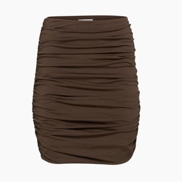 Elegant Brown Ruched Skirt - Picture 1 of 2